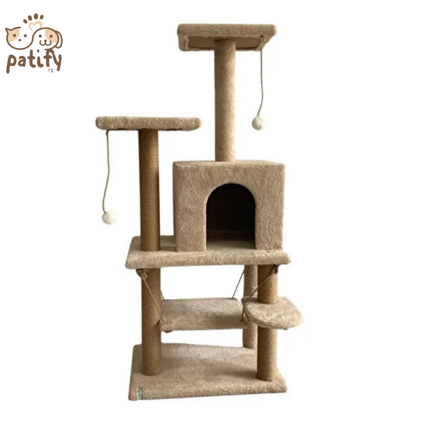 Patify Premium Çok Katlı Kedi Tırmalama ve Oyun Evi